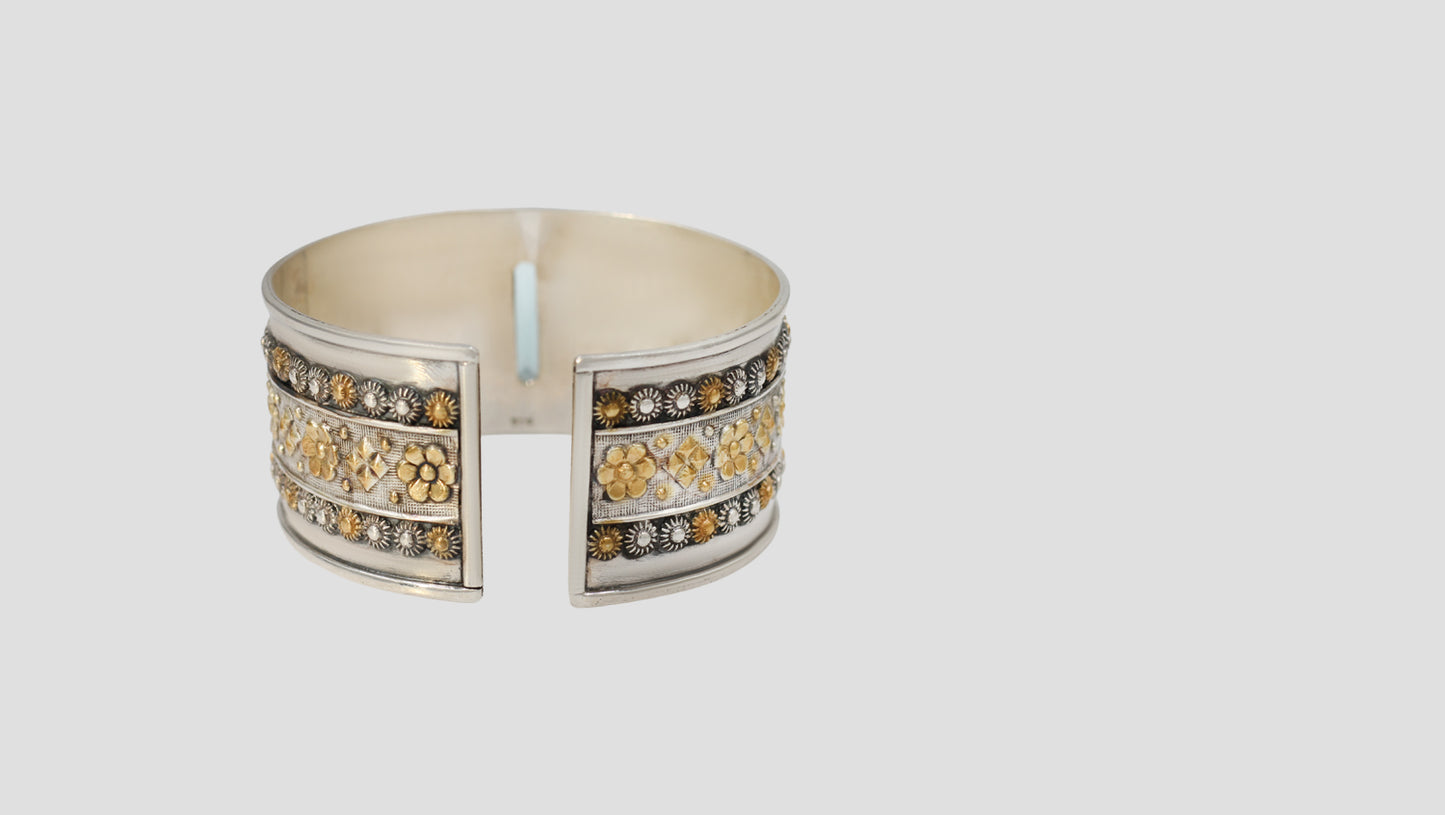 Heritage-Inspired Dual-Tone Silver Hand Cuff