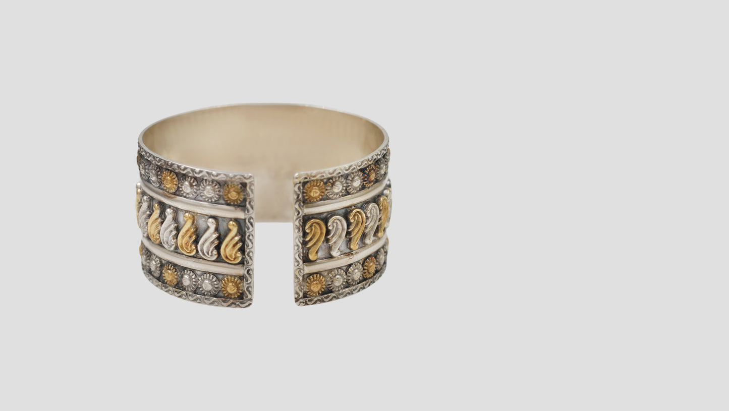 Divine Saraswati Dual-Tone Silver Cuff by Sangeeta Boochra