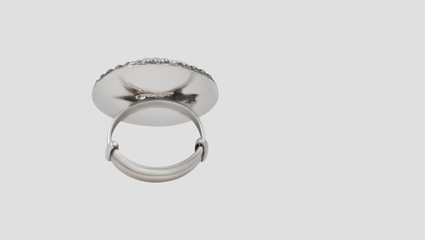 Sangeeta Boochra Floral Heritage Oxidised Silver Ring