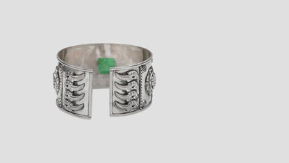 Sangeeta Boochra Artisan Oxidised Silver Hand Cuff with Fish Detailing