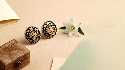 Sangeeta Boochra Heritage Floral Motif Dual-Tone Silver Studs