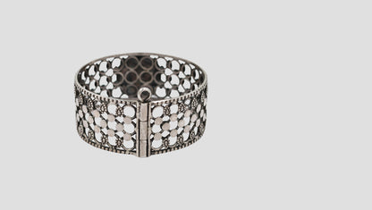 Sangeeta Boochra Traditional Openwork Oxidised Silver Statement Bangle