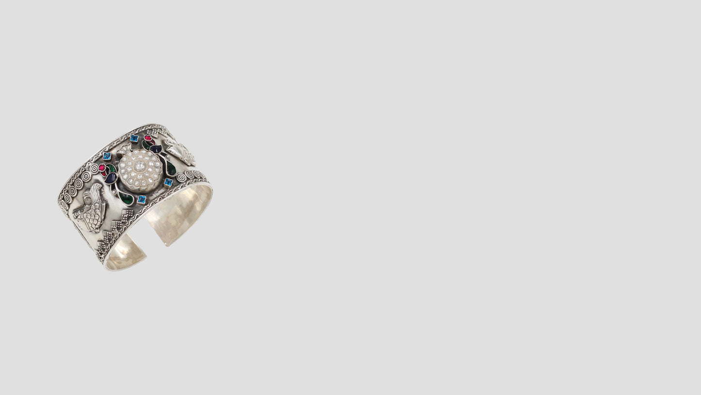 Mythical Creatures Oxidized Silver Cuff