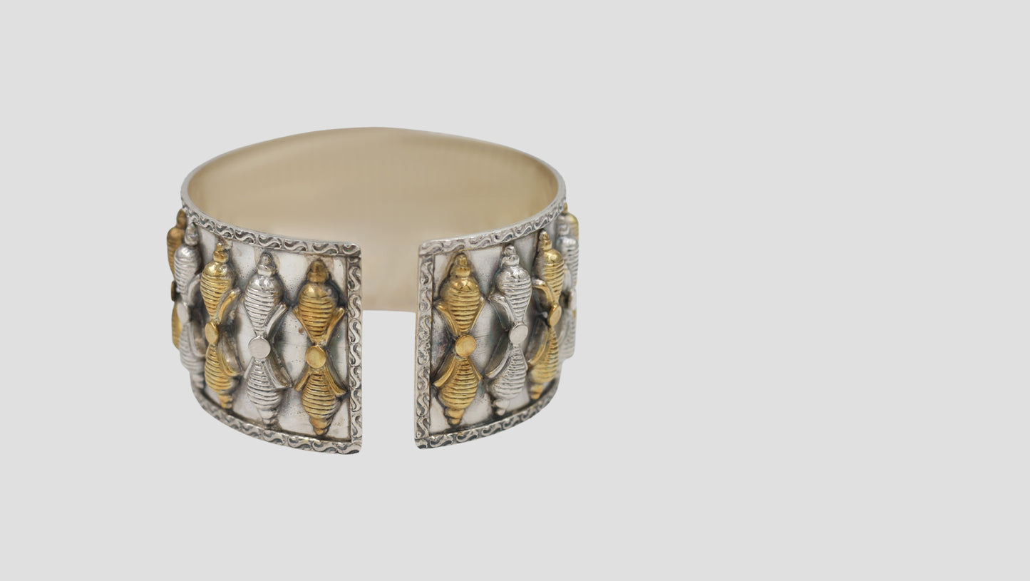 Traditional Dual-Tone Statement Cuff with Divine Motifs