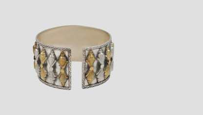 Traditional Dual-Tone Statement Cuff with Divine Motifs