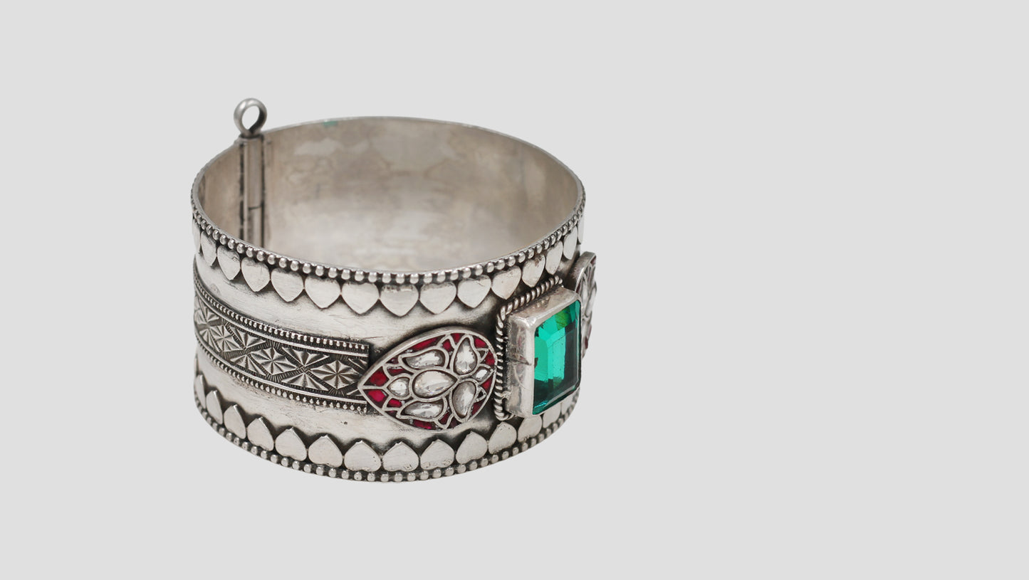 Sangeeta Boochra Bohemian Kundan Silver Bangle