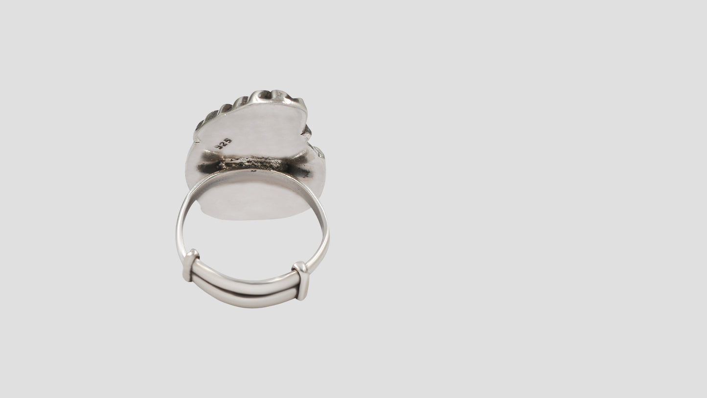 Sangeeta Boochra Heritage Peacock Motif Statement Silver Ring