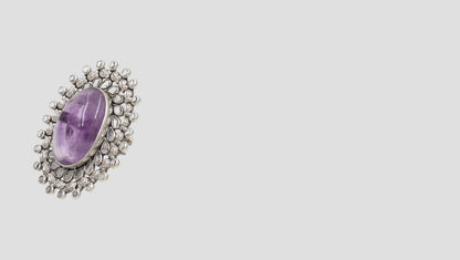 Regal Amethyst Halo Ring in 925 Silver by Sangeeta Boochra