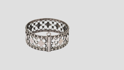 Sangeeta Boochra Handcrafted Floral Motif Oxidised Silver Bangle