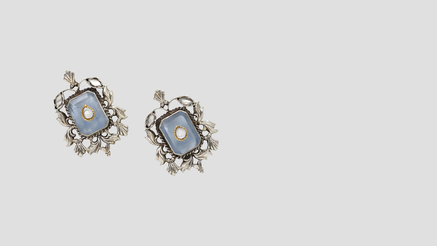Ornate Elegance: Sangeeta Boochra Silver Handcrafted Studs