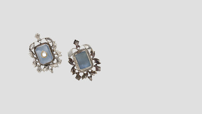 Ornate Elegance: Sangeeta Boochra Silver Handcrafted Studs