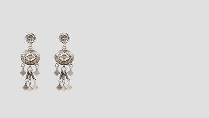 Heritage Glow: Sangeeta Boochra Statement Silver Earrings