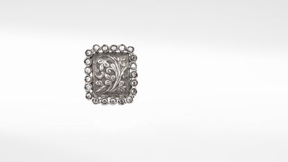 Silver Square Engraving Ring