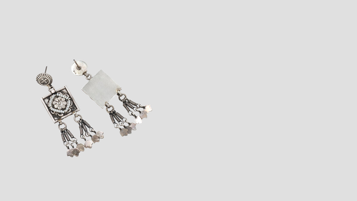 Bohemian Charm: Sangeeta Boochra Statement Silver Earrings