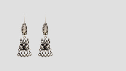 "Dazzling Heritage: Silver Hanging Earrings by Sangeeta Boochra "