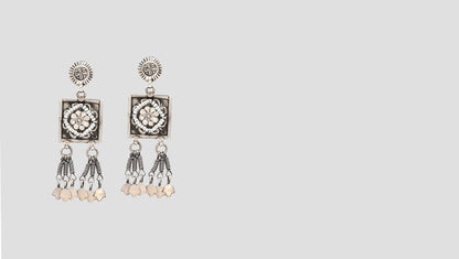 Bohemian Charm: Sangeeta Boochra Statement Silver Earrings