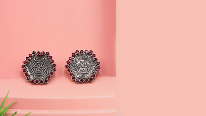 Vintage Floral Silver Studs by Sangeeta Boochra