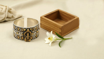 Divine Ganesha Ji Dual-Tone Silver Cuff by Sangeeta Boochra