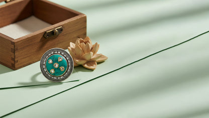 Sangeeta Boochra Handcrafted Turquoise Statement Silver Ring