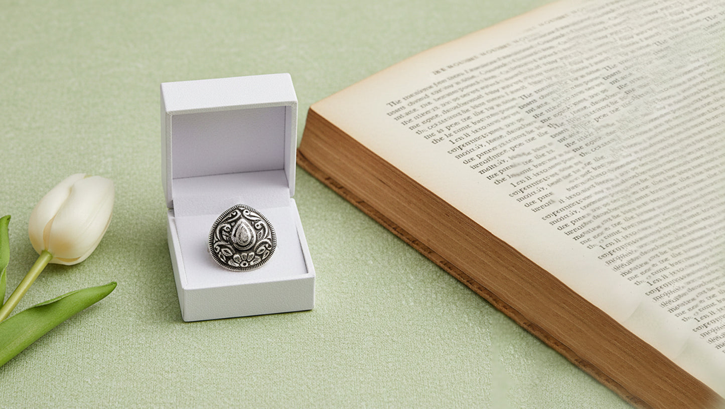 Sangeeta Boochra Artistic Oxidised Silver Ethnic Ring