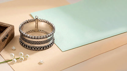 Sangeeta Boochra Artisan Oxidised Silver Statement Bangle