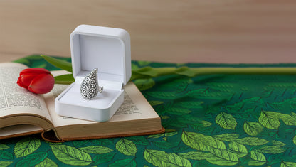 Handcrafted Oxidised Silver Floral Motif Ring by Sangeeta Boochra