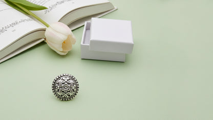 Sangeeta Boochra Floral Heritage Oxidised Silver Ring