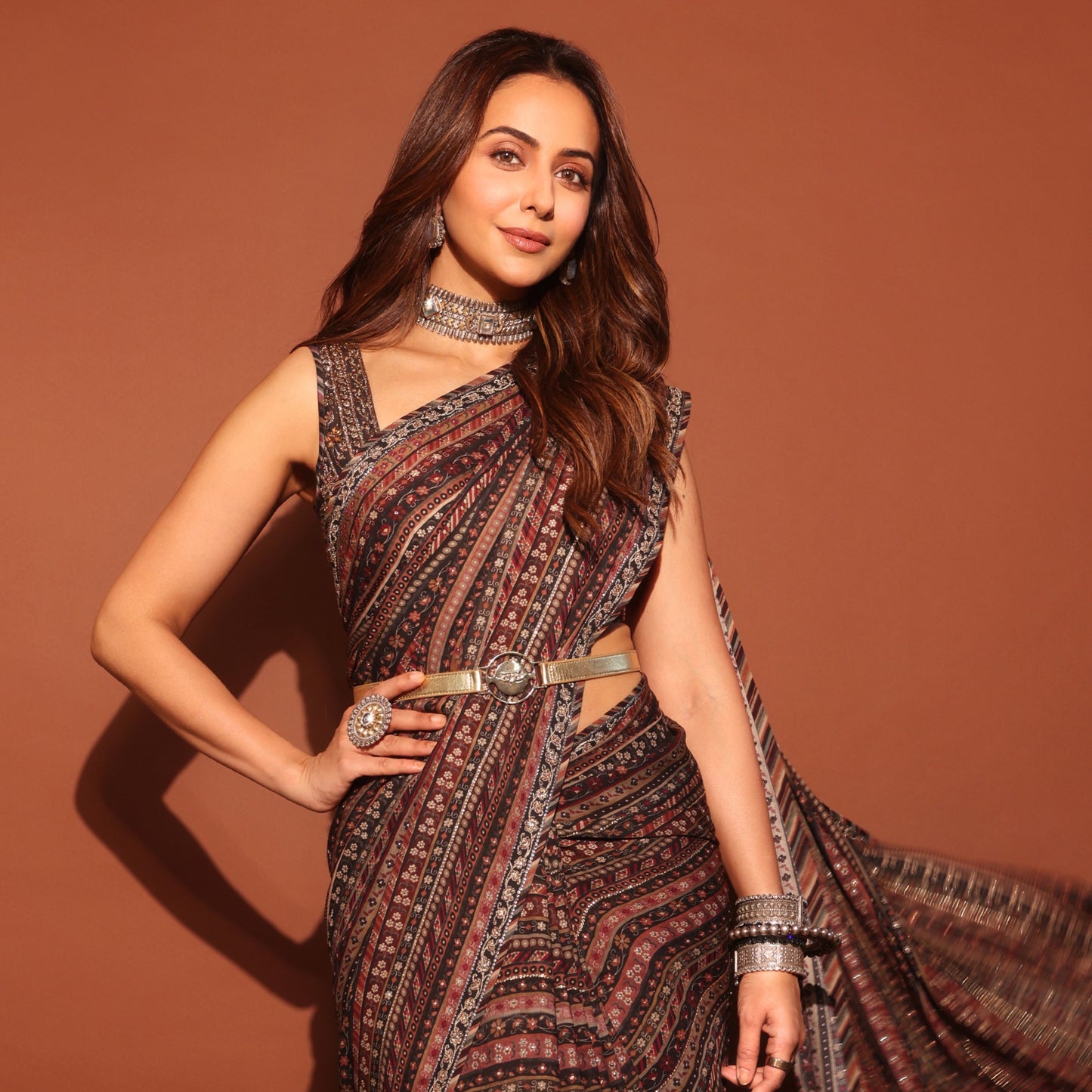 Sangeeta Boochra Silver Statement Jewellery Styled by Rakul Preet