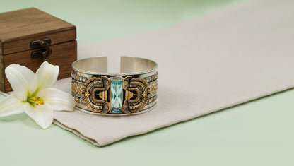 Heritage-Inspired Dual-Tone Silver Hand Cuff