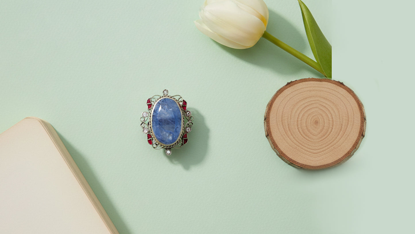 Sangeeta Boochra Handcrafted Blue Stone Silver Ring