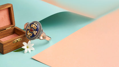 Sangeeta Boochra Statement Kundan Bracelet with Blue Stone