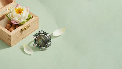 Sangeeta Boochra Mystic Labradorite Silver Statement Ring