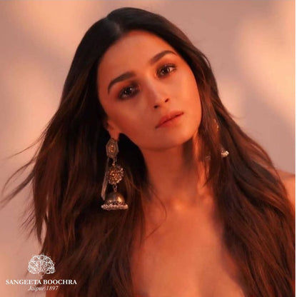 Alia Bhatt In  Silver Earrings