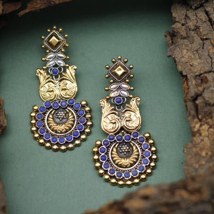 Alia Bhatt in Sangeeta Boochra Silver Handmade Earrings With Blue Stone