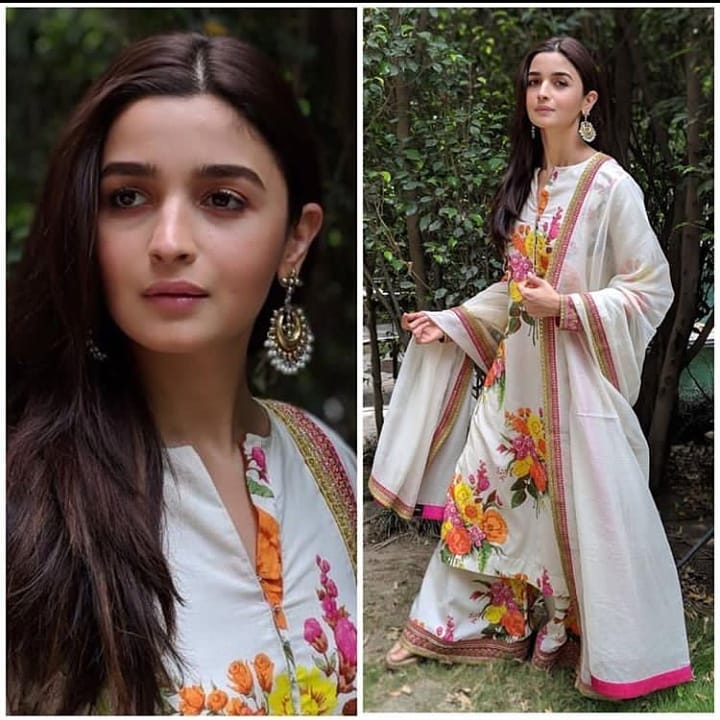 Alia Bhatt in 24k Gold Plated Earrings With Pearls Stone