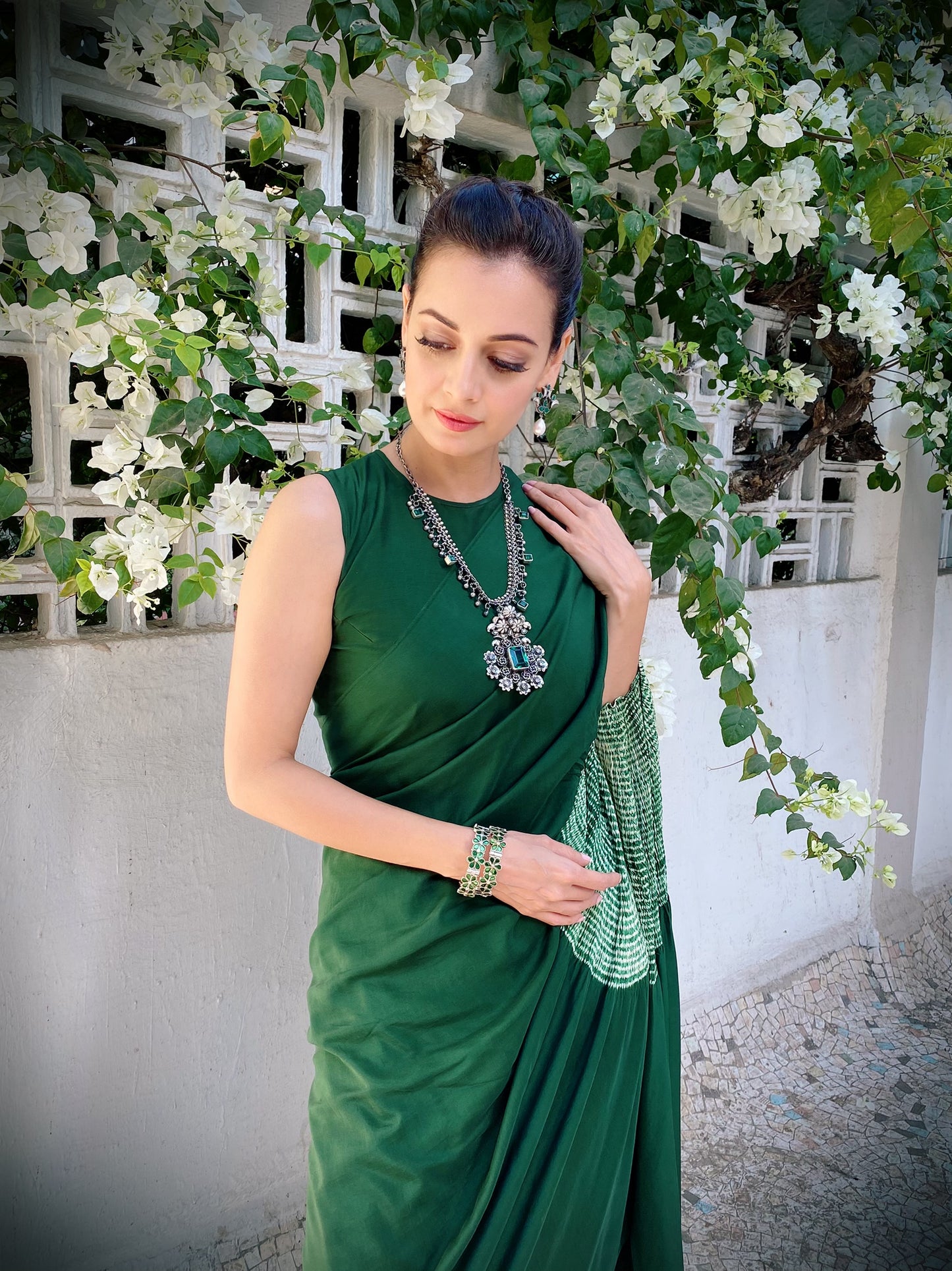 Dia Mirza in Silver Necklace