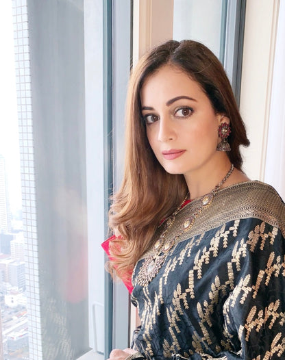 Dia Mirza in Sangeeta Boochra Silver Handmade Necklace