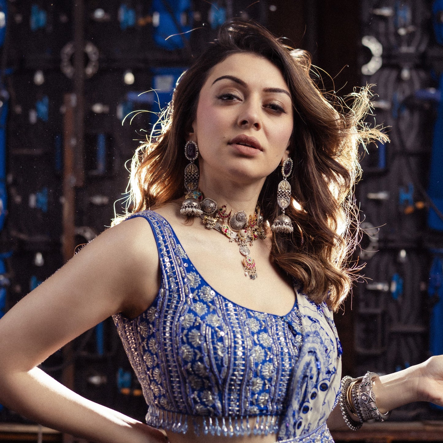 Glamorous Charm: Hansika Motwani Adorns Sangeeta Boochra Silver Jewelry