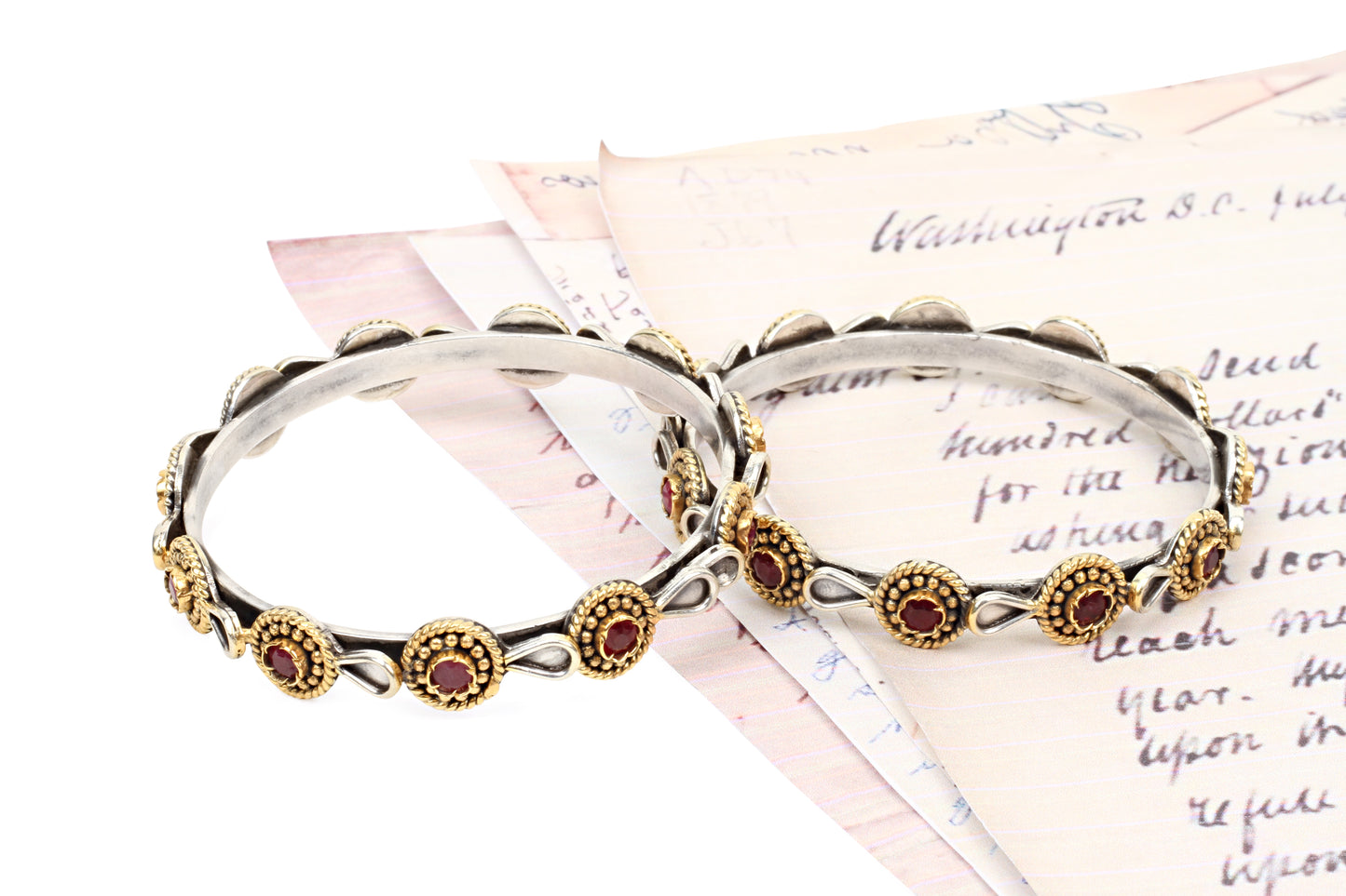 Sangeeta Boochra Tribal Silver Bracelet with Ruby