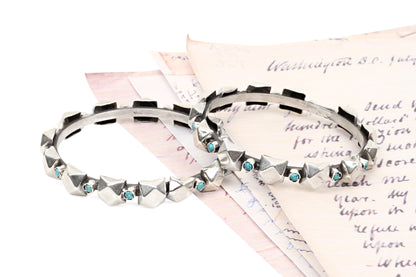 Sangeeta Boochra Tribal Silver Bracelet With Turquoise