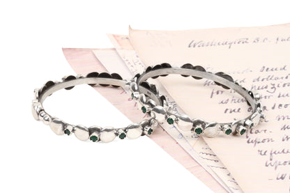 Sangeeta Boochra Tribal Silver Bracelet With Emerald