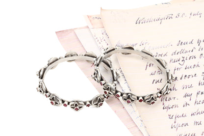 Sangeeta Boochra Tribal Silver Bracelet with Ruby