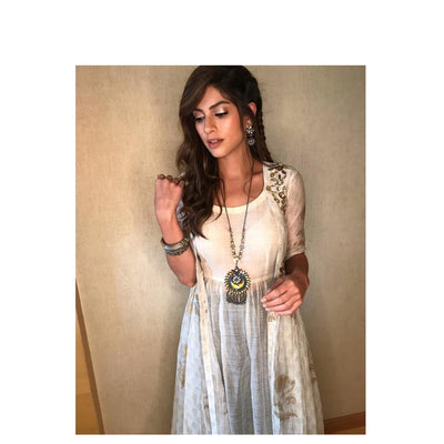 Sapna pabbi in Sangeeta Boochra Earrings, Bangles And Necklace With Glass Stone