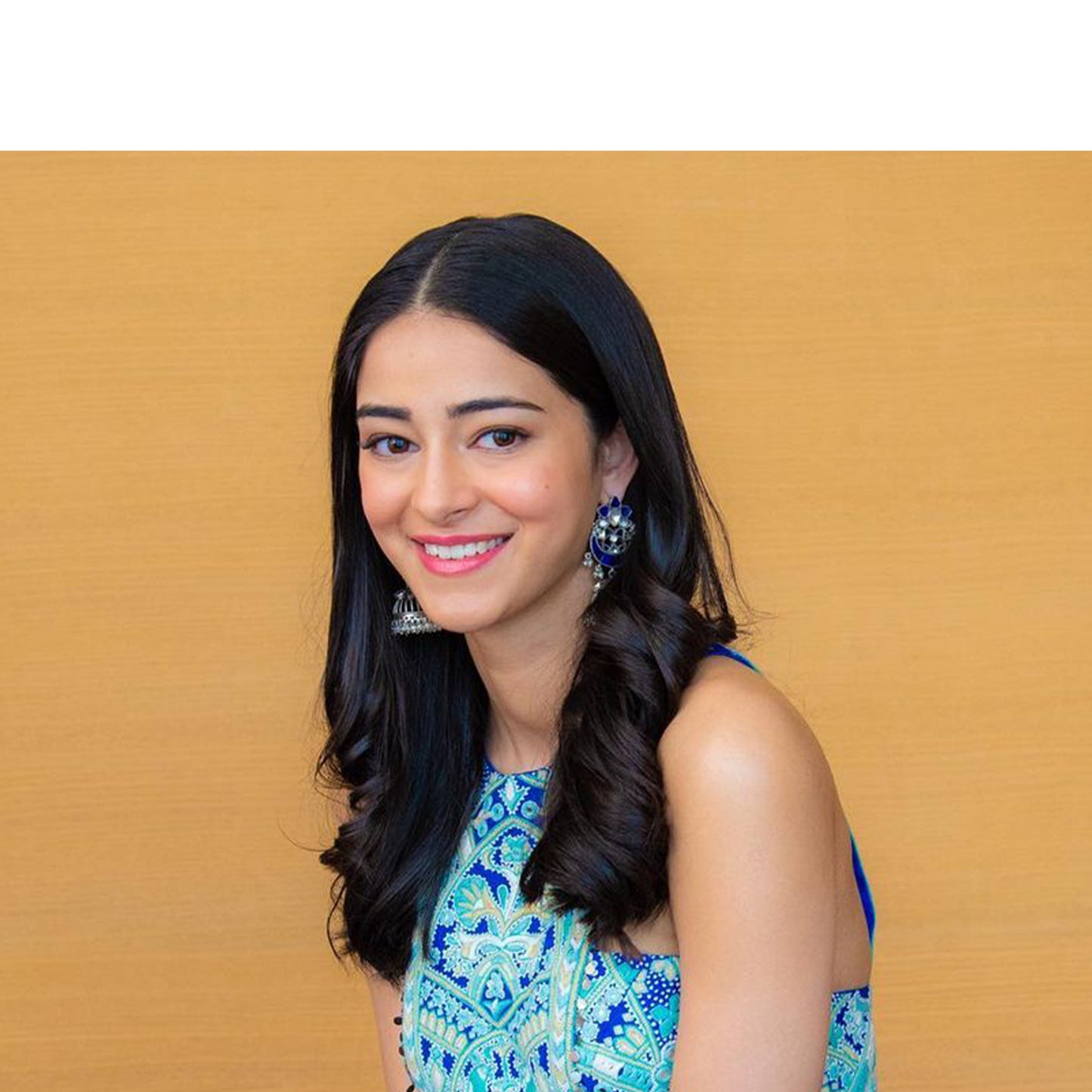 Ananya pandey in Earrings Studded with Kundan Stone