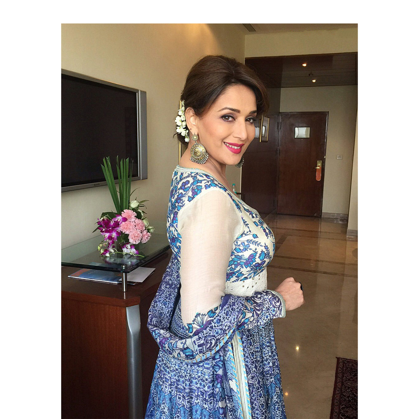 Madhuri Dixit in 24k Gold Plated Earrings And Ring