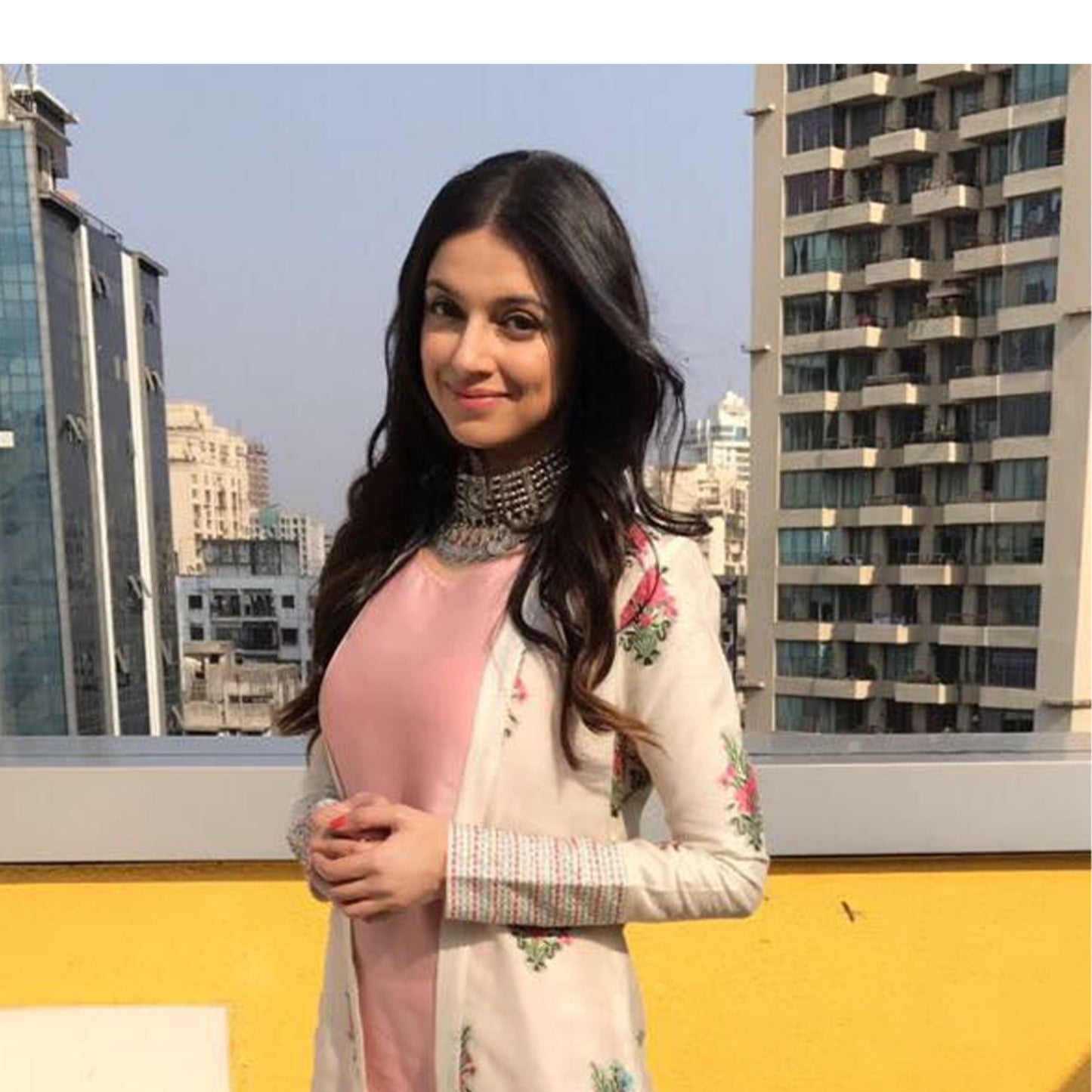 Divya Khosla Kumar in Silver Necklace