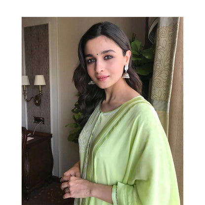 Alia Bhat in Silver Earrings