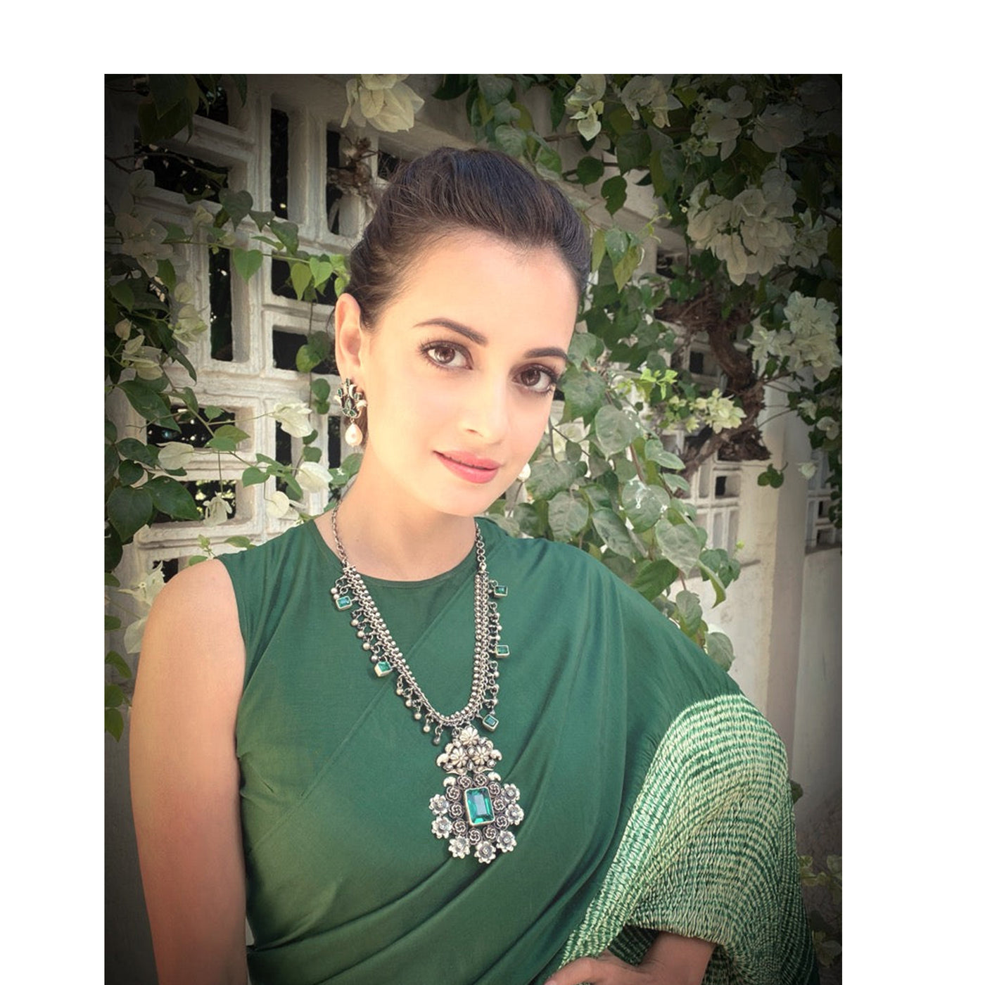 Dia Mirza in Silver Necklace