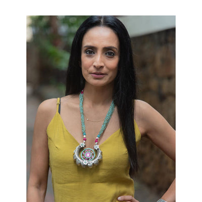 Suchitra Pillai in Silver Necklace and Ring