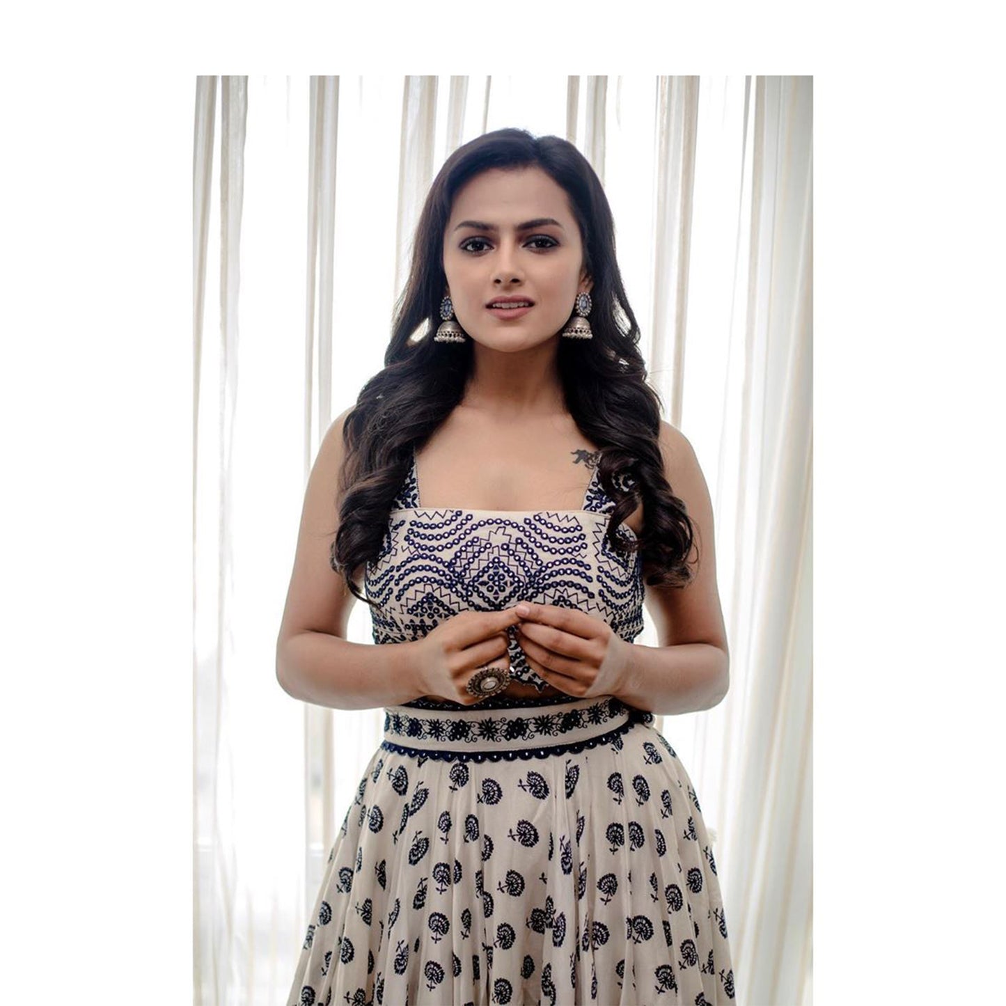 Shraddha Srinath in Silver Handcrafted Earrings and Ring